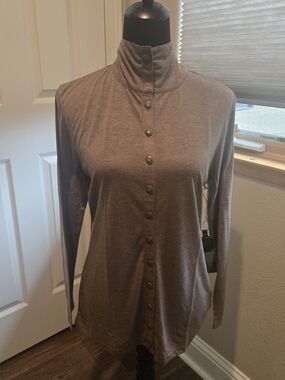 Double D Ranch Marled Brown Button-Down Long Sleeve Top